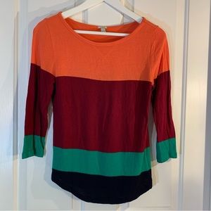 JCrew Striped Light Knit Shirt with 3/4 Length Sleeves Women’s Size XS